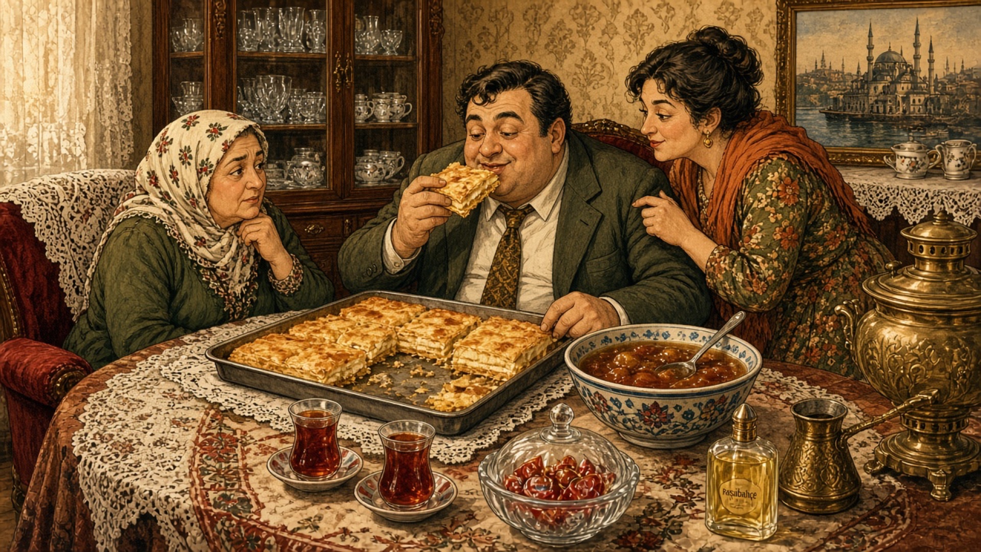 'Ben Rejimdeyim Bir Lokma Alayım' Diyerek Yarım Tepsi Su Böreğini Bitiren Sinsi Damat