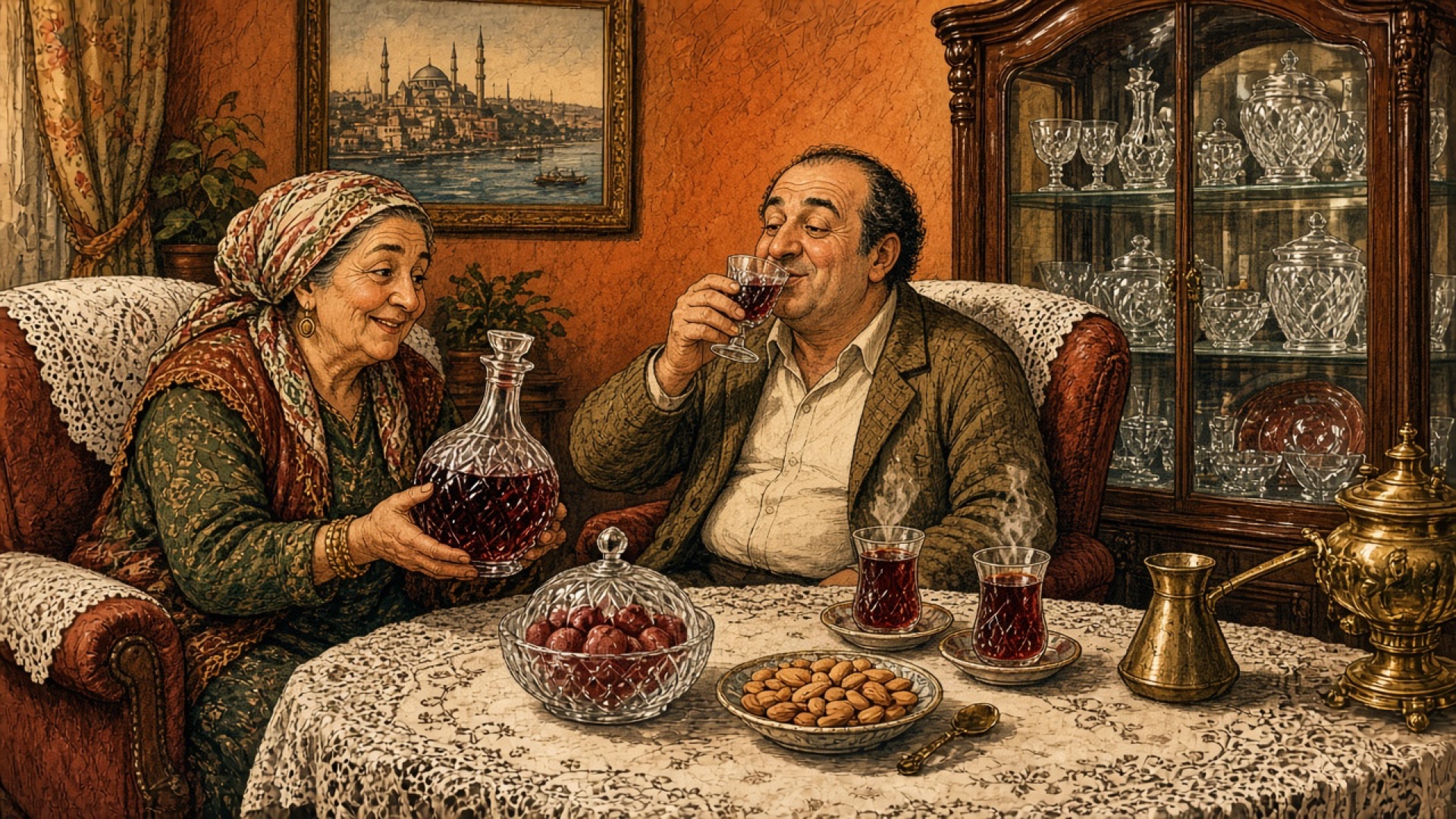 Eski İstanbullu Teyzenin Büfeden Çıkardığı 1994 Yapımı Kristal Şişeli Vişne Likörü Ritüeli