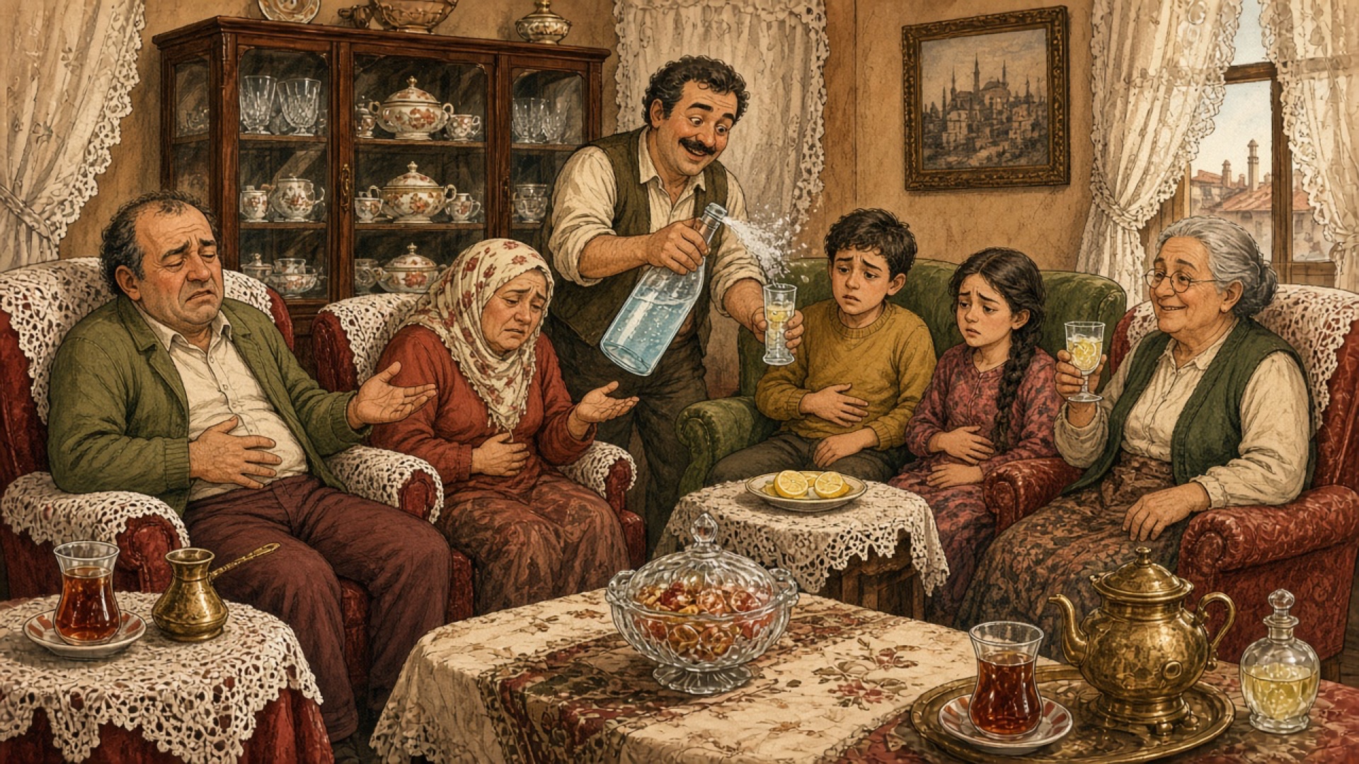 Bayramın 3. Günü Ağır Yağ ve Şerbet Bombardımanından Sonra Maden Suyuna Sığınan Salon